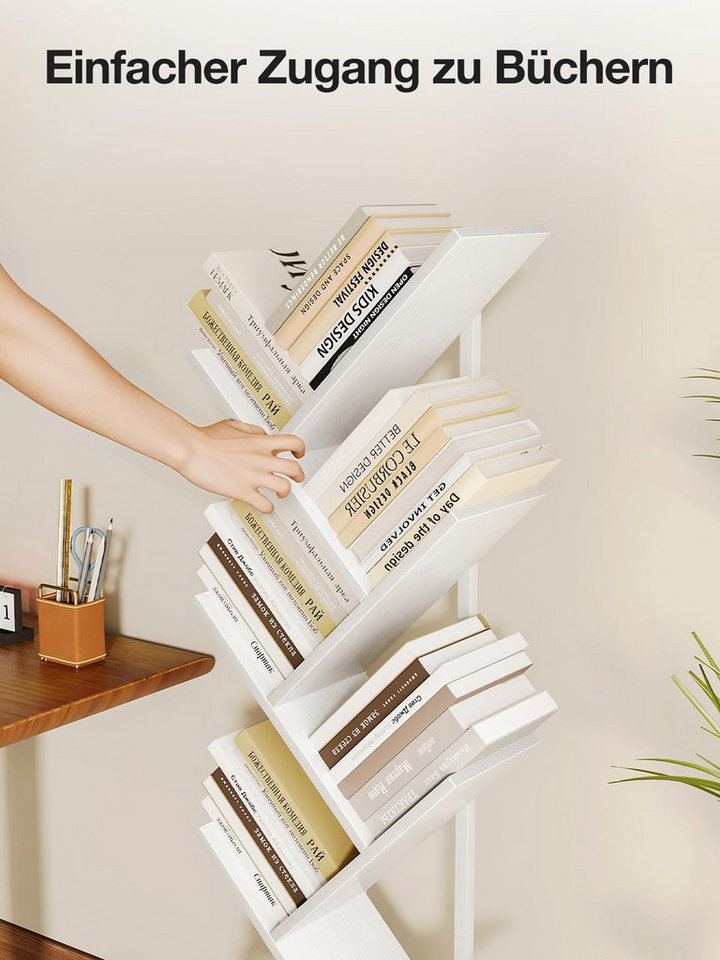 ODK Bücherregal in baumförmiger Optik, 6 offene Regale in Schwarz/Weiß, 1-tlg., Ideal für Wohnzimmer & Schlafzimmer – Bild 5 von 5