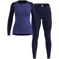ODLO Damen Funktionsunterwäsche "Active Warm Eco" Set 2-teilig, Größe S in Blau