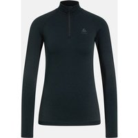 ODLO Damen Unterhemd BL TOP Turtle neck l/s half zi, Größe S in Schwarz