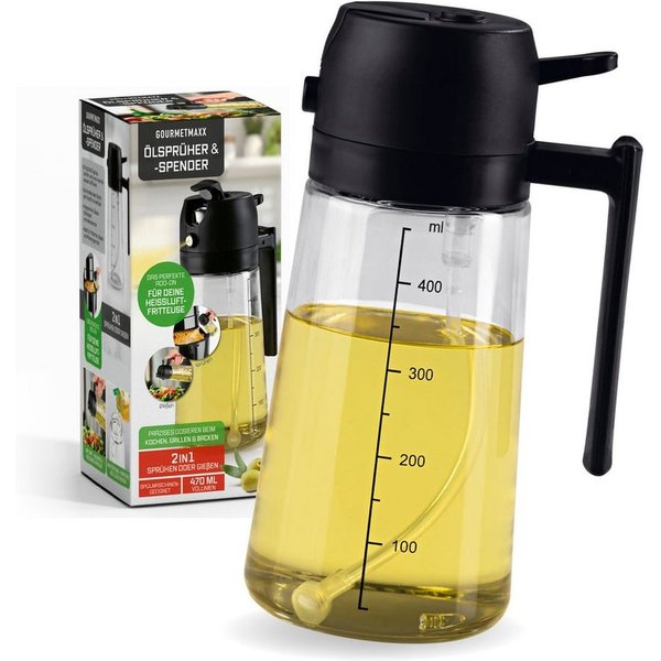 GOURMETmaxx Ölspender GOURMETmaxx 2-in-1 Ölsprüher & -spender, (1-tlg), GOURMETmaxx 2-in-1 Ölsprüher & -spender