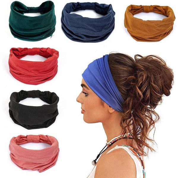 Oemmn Haarband 6er Damen Stirnband Elastische Kopftuch Mehrfarbig Headband