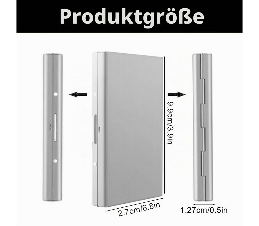 Oemmn Kartenetui Metall mit RFID Schutz, Kreditkartenhalter für Damen und Herren (1-tlg), Slim Kartenbox mit 10 Fächern – Bild 2 von 5