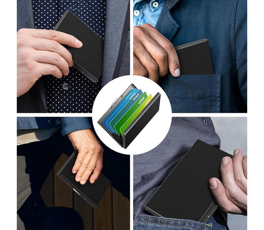 Oemmn Kartenetui Metall mit RFID Schutz, Kreditkartenhalter für Damen und Herren (1-tlg), Slim Kartenbox mit 10 Fächern – Bild 5 von 5