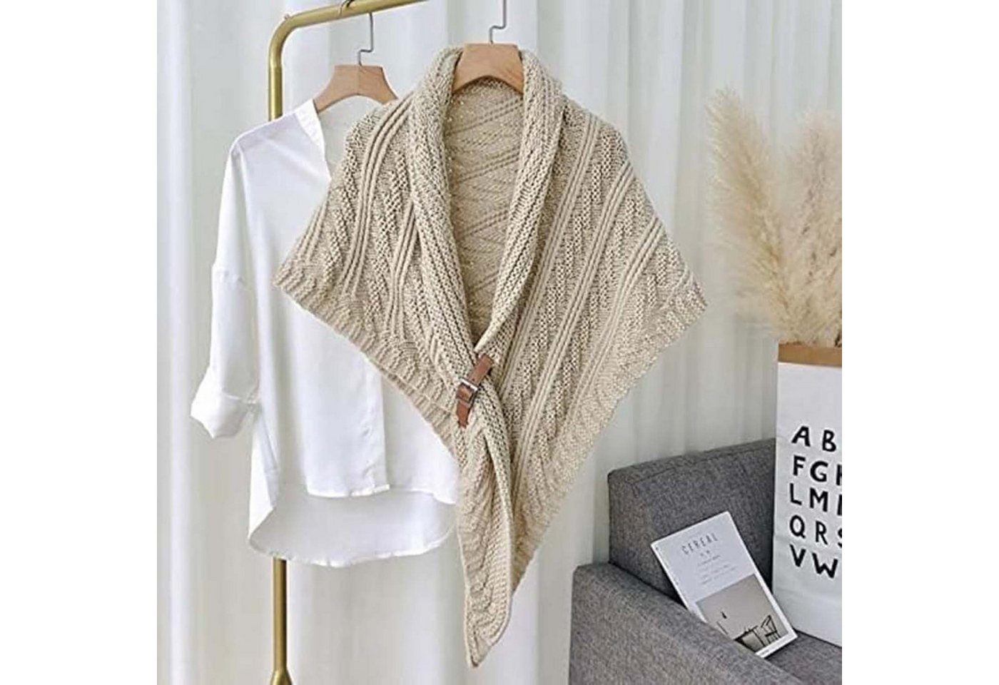 Oemmn Modeschal Damen-Schal, multifunktionaler Dreieckstuch,Poncho, Kopftuch – Bild 3 von 5