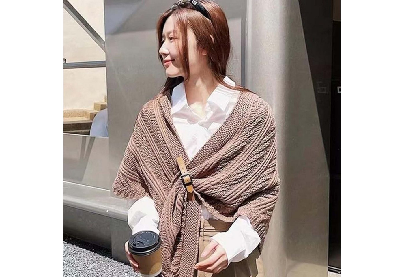 Oemmn Modeschal Damen-Schal, multifunktionaler Dreieckstuch,Poncho, Kopftuch – Bild 2 von 5