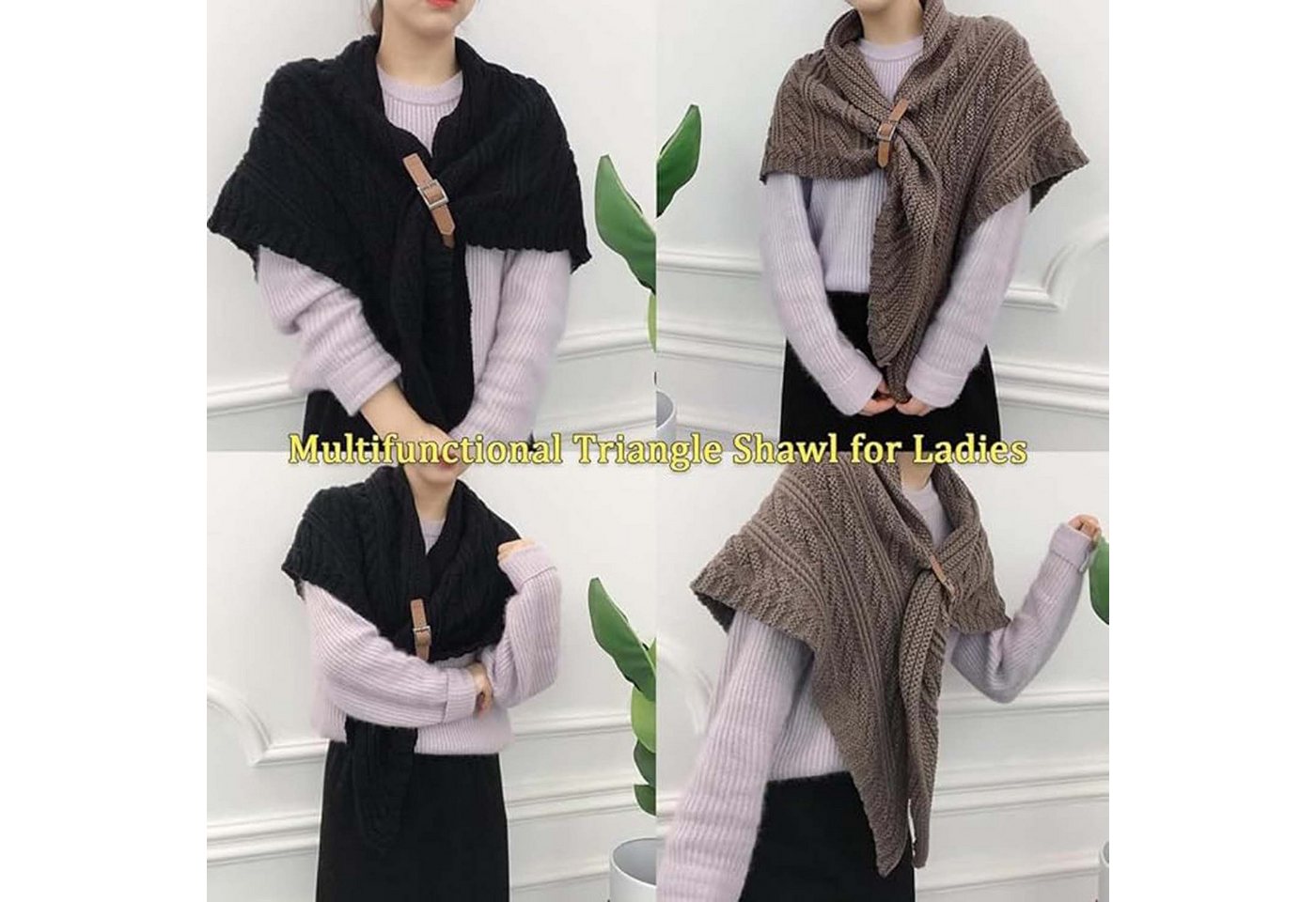 Oemmn Modeschal Damen-Schal, multifunktionaler Dreieckstuch,Poncho, Kopftuch – Bild 4 von 5