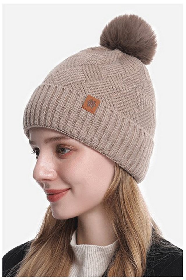 Oemmn Mütze & Schal Damen Winterset 3-teilig, Mütze Schal Handschuhe Set (3-tlg) mit Bommelmütze und Touchscreen-Funktion, Warm gefüttert – Bild 2 von 5