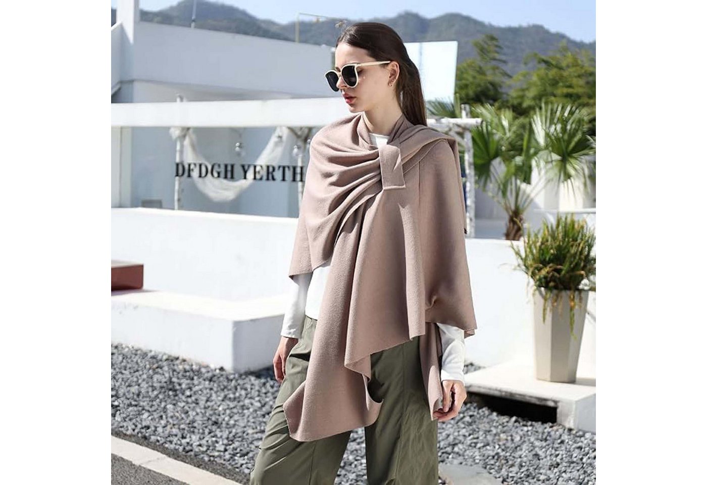 Oemmn Poncho Damen Schal,Poncho,Wärmender Schal für alle Jahreszeiten – Bild 2 von 4