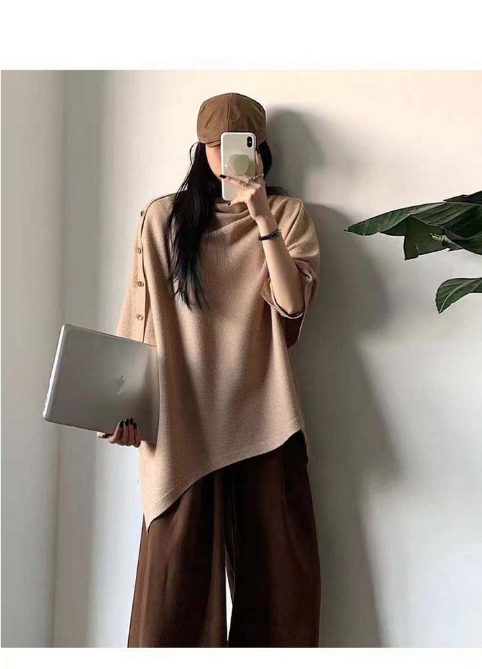 Oemmn Poncho Damen Shawl, Knopfdesign, vielseitige Oberbekleidung – Bild 2 von 4