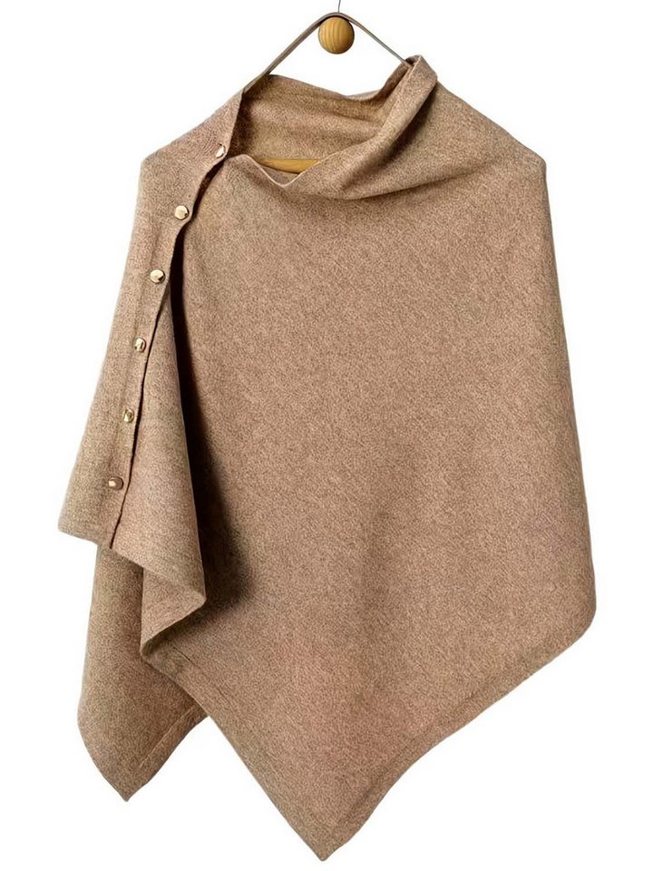 Oemmn Poncho Damen Shawl, Knopfdesign, vielseitige Oberbekleidung – Bild 4 von 4