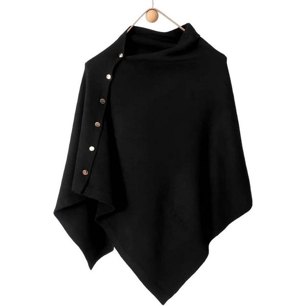 Oemmn Poncho Damen Shawl, Knopfdesign, vielseitige Oberbekleidung