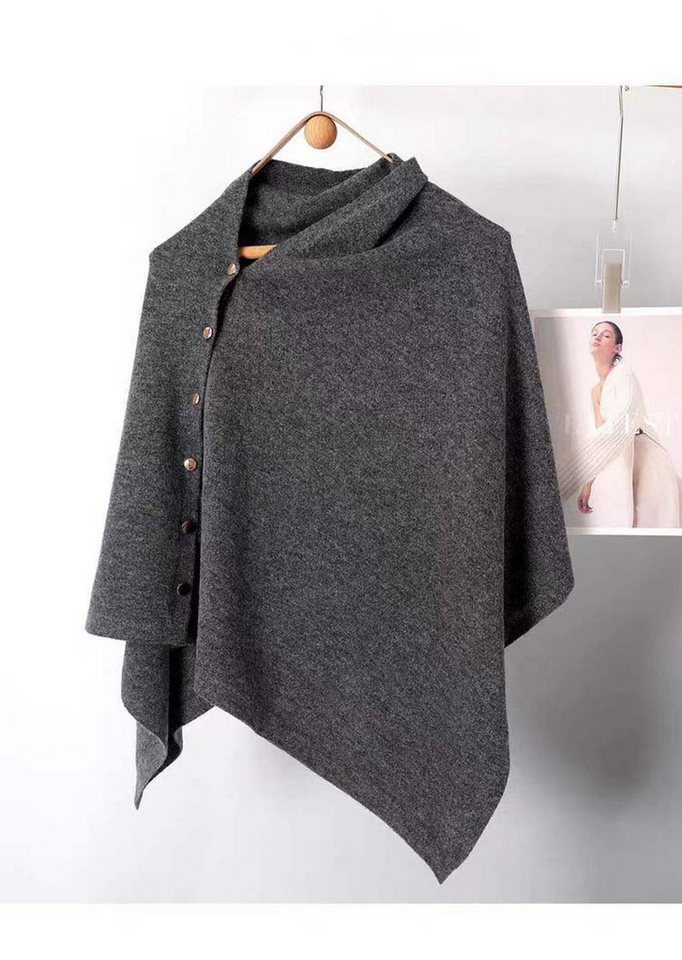 Oemmn Poncho Damen Shawl, Knopfdesign, vielseitige Oberbekleidung – Bild 2 von 3