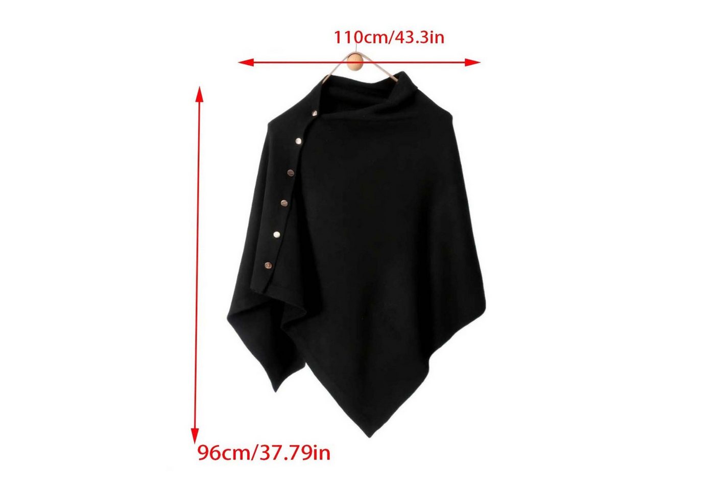Oemmn Poncho Damen Shawl, Knopfdesign, vielseitige Oberbekleidung – Bild 3 von 3