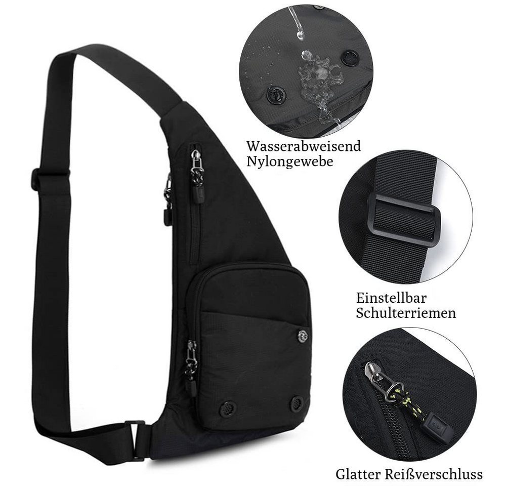 Oemmn Umhängetasche Schultertaschen, Wasserdicht Brusttasche, Sling Bag – Bild 3 von 5