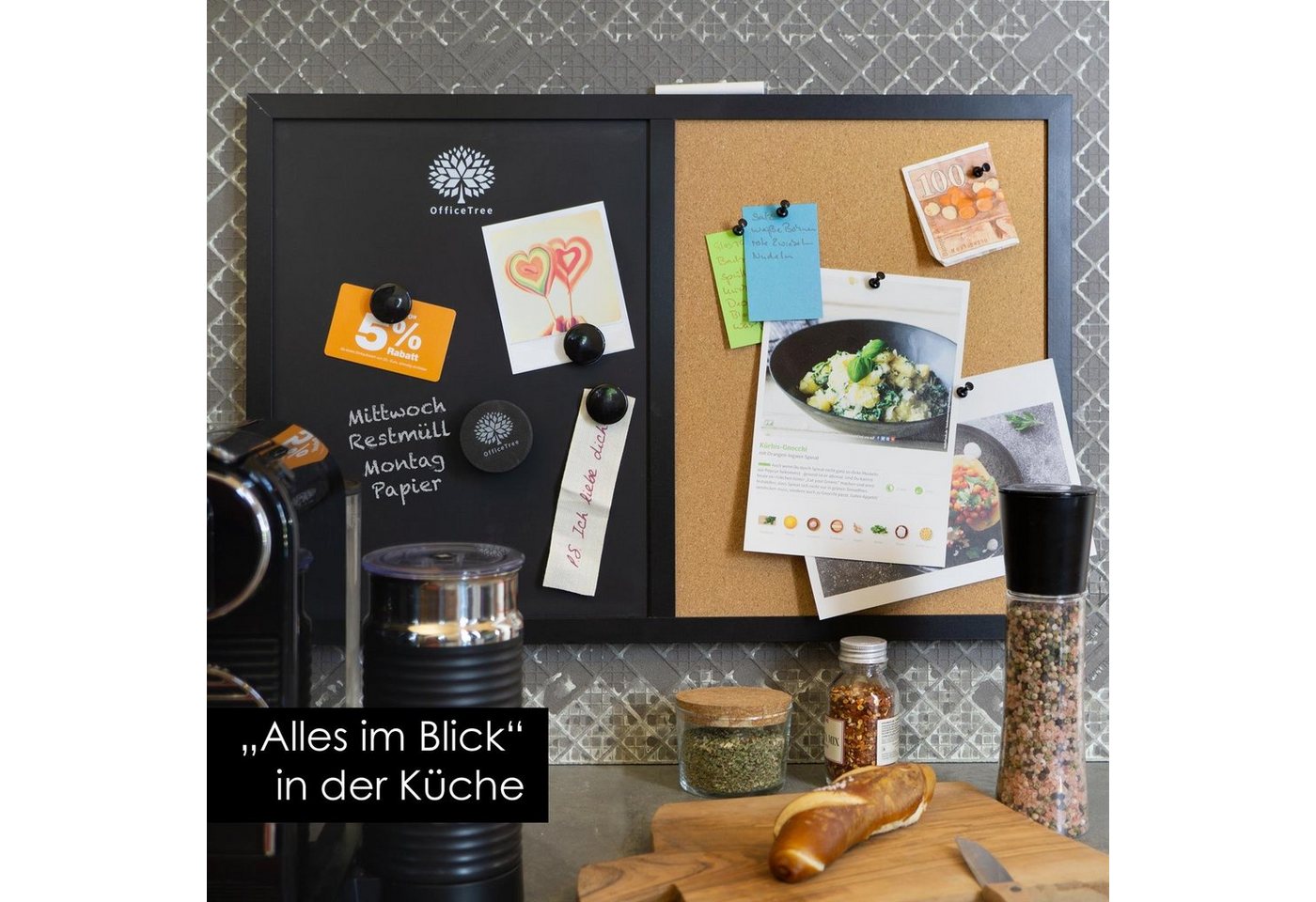 OfficeTree Wandtafel Kombitafel, (Set), Tafel Korkwand Memoboard mit Zubehör – Bild 2 von 5