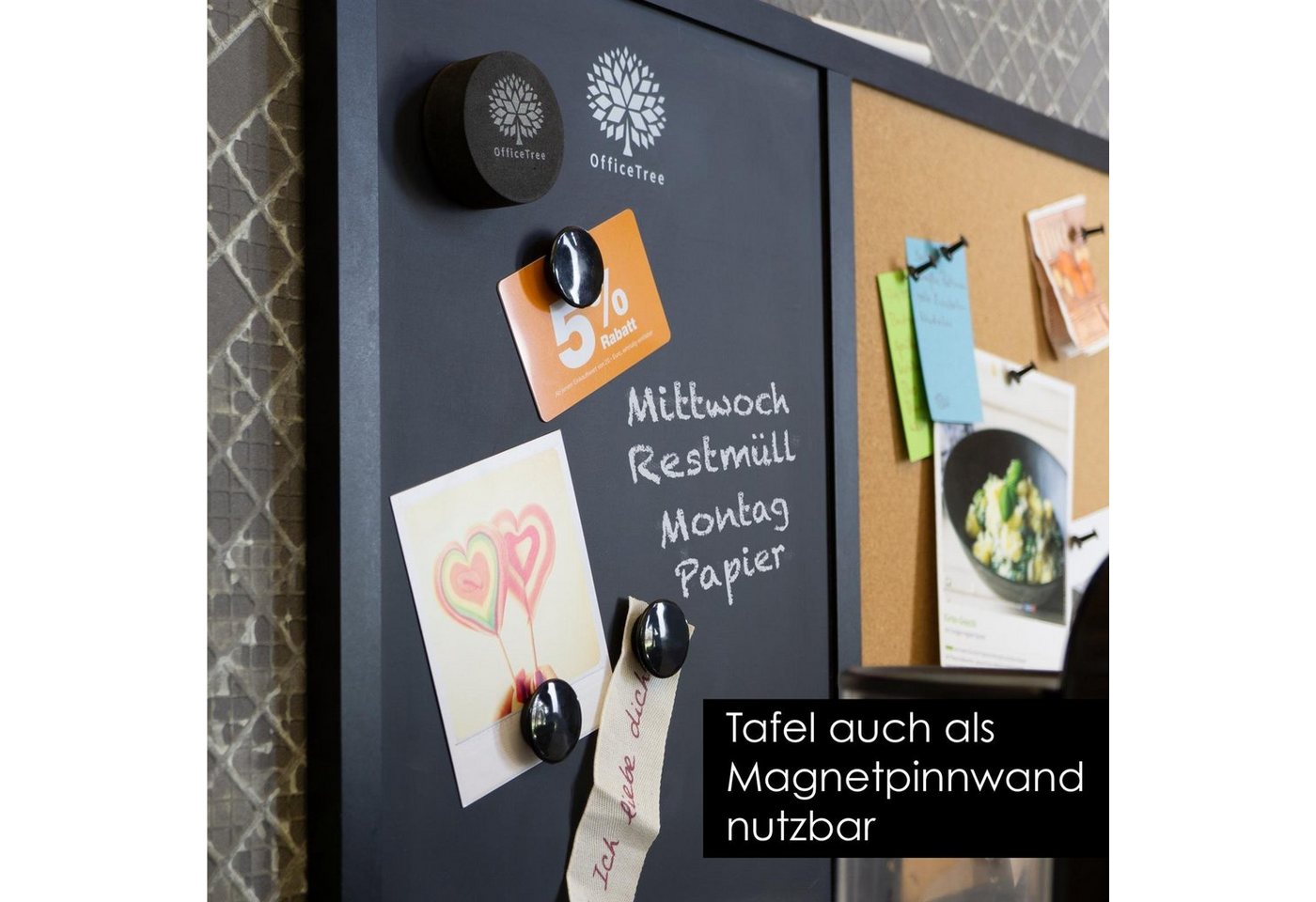 OfficeTree Wandtafel Kombitafel, (Set), Tafel Korkwand Memoboard mit Zubehör – Bild 3 von 5