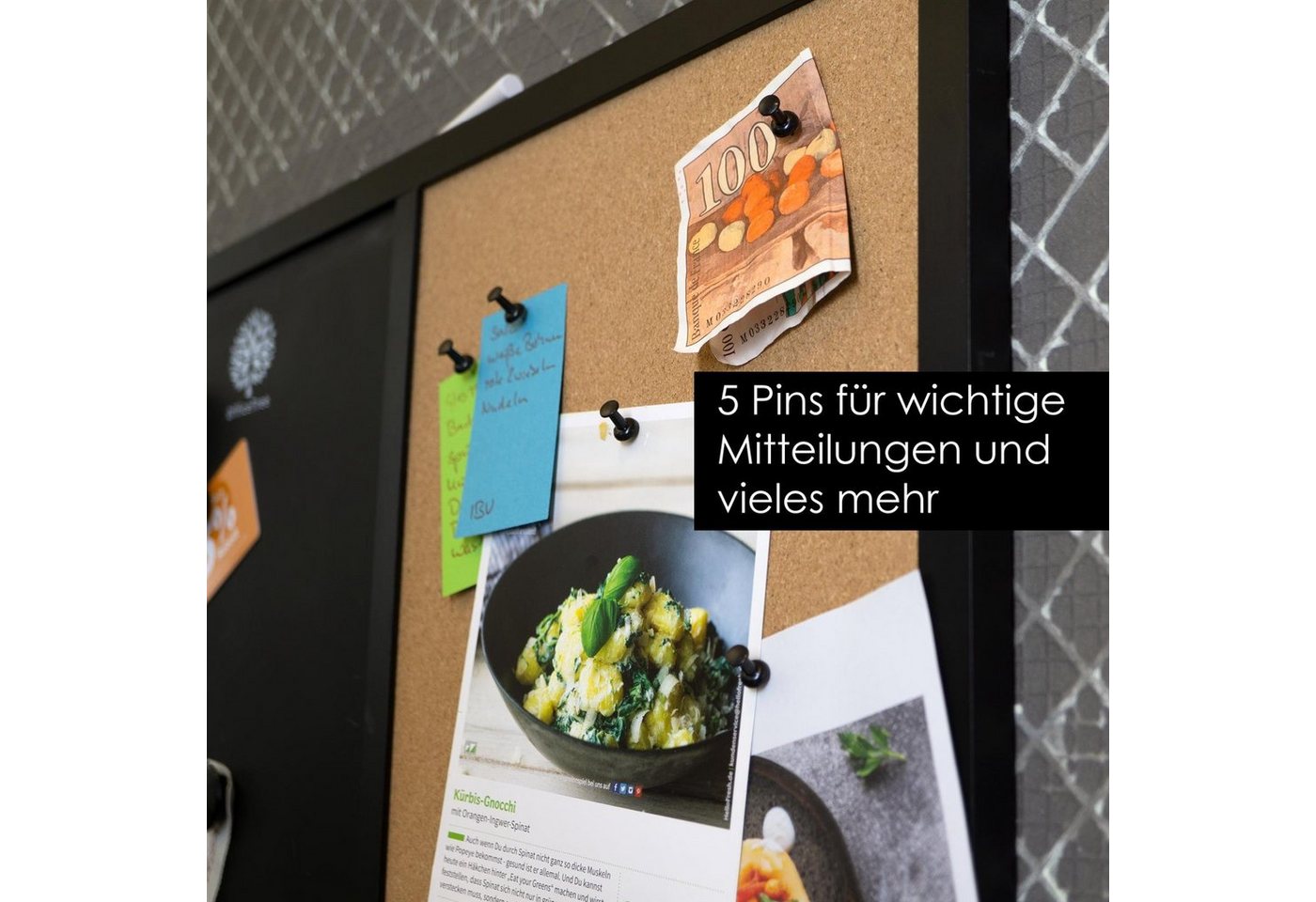 OfficeTree Wandtafel Kombitafel, (Set), Tafel Korkwand Memoboard mit Zubehör – Bild 4 von 5