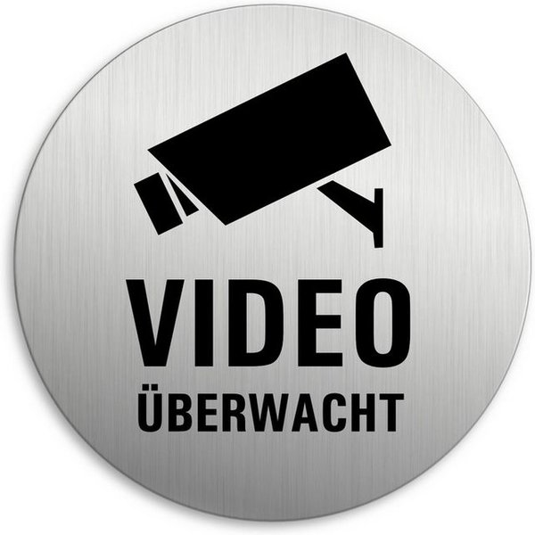OFFORM DESIGN Hinweisschild Videoüberwachung Ø 75 mm Edelstahloptik selbstklebend, (1 St)