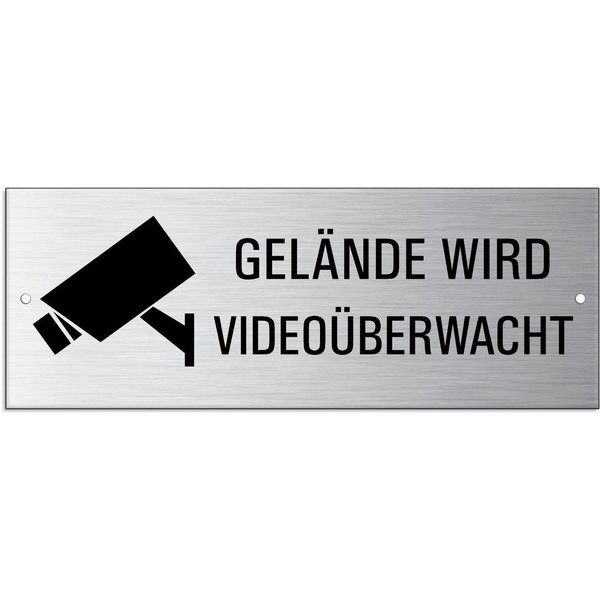 OFFORM DESIGN Warnschild Gelände wird videoüberwacht 175 x65 mm Aluminium UV und wetterfest