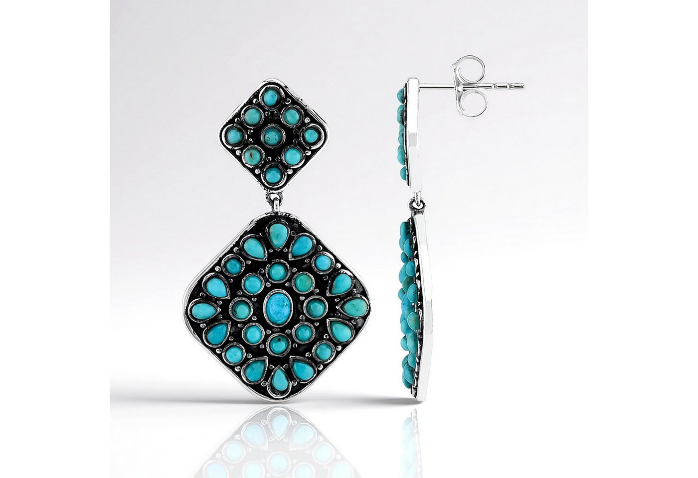 Cavill Ohrring-Set Cavill Statement Ohrringe aus 925er Silber mit 3,43 ct blauen Türkisen (2-tlg) – Bild 3 von 5
