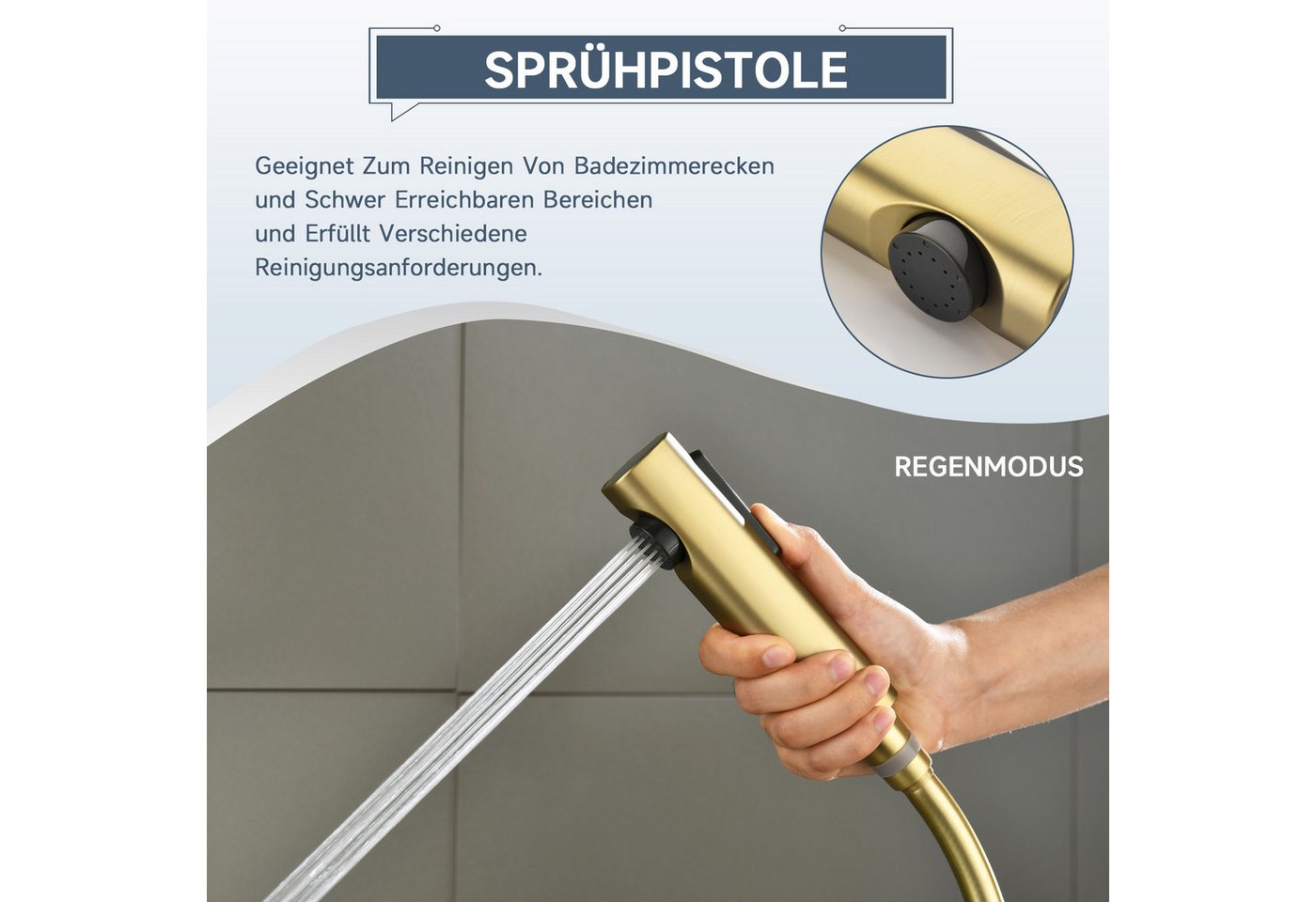 Oihpaw Duschsystem mit Thermostat, 300 x 180 mm Regendusch, Handbrause und Spritzpistole, 3 Strahlart(en), 1 tlg., 3 Modi, regendusche mit armatur, mit Digitala – Bild 5 von 5