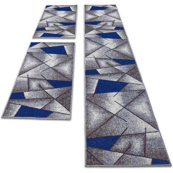 oKu-Tex Bettumrandung 3 teilig, Läufer (67 x 340 cm) + Brücken (2 x 67 x 140 cm), Kurzflor, (Set 3 teilig, 3-tlg), Teppich Schlafzimmer Bettvorleger Set schmal 