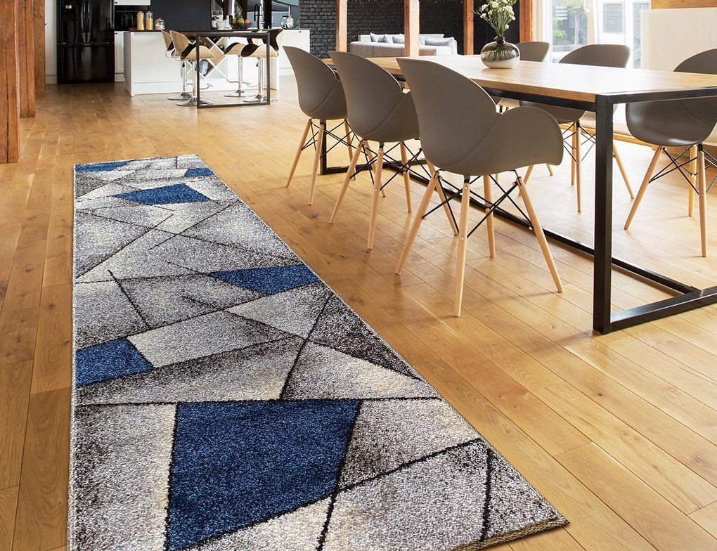 oKu-Tex Bettumrandung 3 teilig, Läufer (67 x 340 cm) + Brücken (2 x 67 x 140 cm), Kurzflor, (Set 3 teilig, 3-tlg), Teppich Schlafzimmer Bettvorleger Set schmal  – Bild 3 von 5