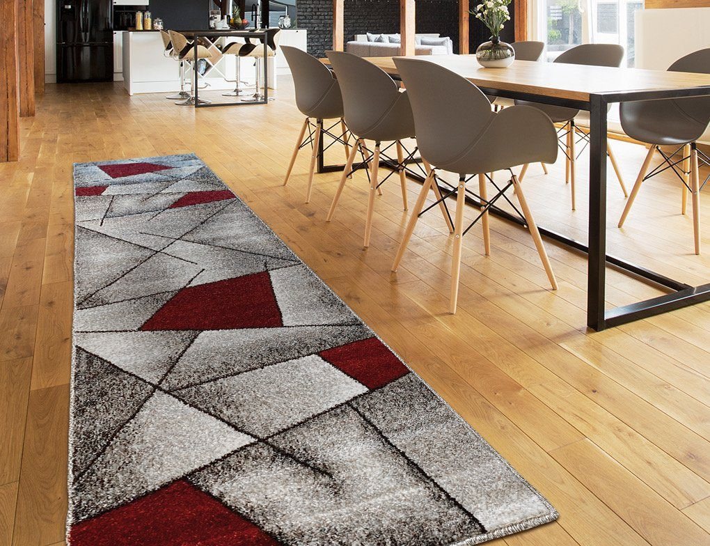 oKu-Tex Bettumrandung 3 teilig, Läufer (67 x 340 cm) + Brücken (2 x 67 x 140 cm), Kurzflor, (Set 3 teilig, 3-tlg), Teppich Schlafzimmer Bettvorleger Set schmal  – Bild 3 von 5