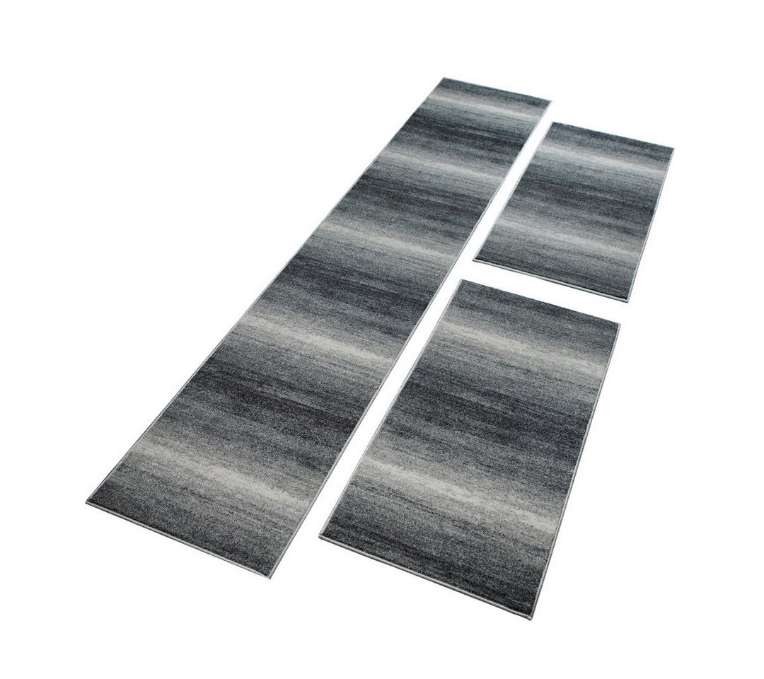 oKu-Tex Bettumrandung Bettumrandung Set 3-teilig, meliert grau, weicher Flor, pflegeleicht, (3er Set, Besteht aus einem langen und zwei kürzeren Teppichläufern) – Bild 2 von 5