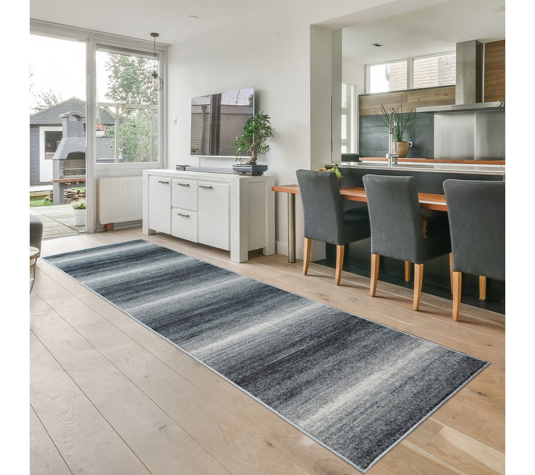 oKu-Tex Bettumrandung Bettumrandung Set 3-teilig, meliert grau, weicher Flor, pflegeleicht, (3er Set, Besteht aus einem langen und zwei kürzeren Teppichläufern) – Bild 3 von 5