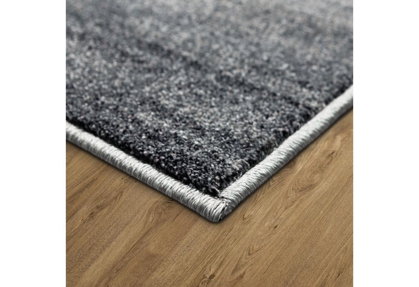 oKu-Tex Bettumrandung Bettumrandung Set 3-teilig, meliert grau, weicher Flor, pflegeleicht, (3er Set, Besteht aus einem langen und zwei kürzeren Teppichläufern) – Bild 5 von 5
