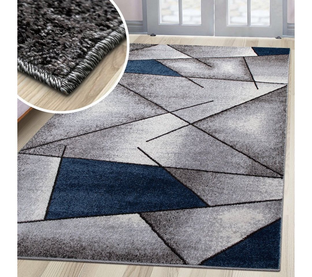 oKu-Tex Teppich Kurzflorteppich, modern, geometrisches Muster, Wohnzimmerteppich, rechteickig, Höhe: 11 mm, Teppich Wohnzimmer, Designteppich, meliert, weicher  – Bild 3 von 5
