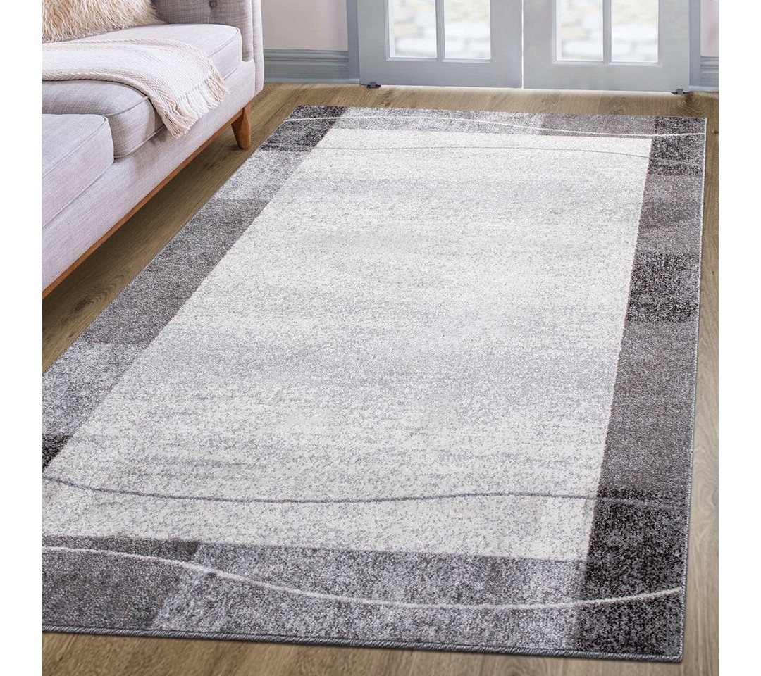 oKu-Tex Teppich Kurzflorteppich, modern, geometrisches Muster, Wohnzimmerteppich, rechteickig, Höhe: 11 mm, Teppich Wohnzimmer, Designteppich, meliert, weicher  – Bild 2 von 5