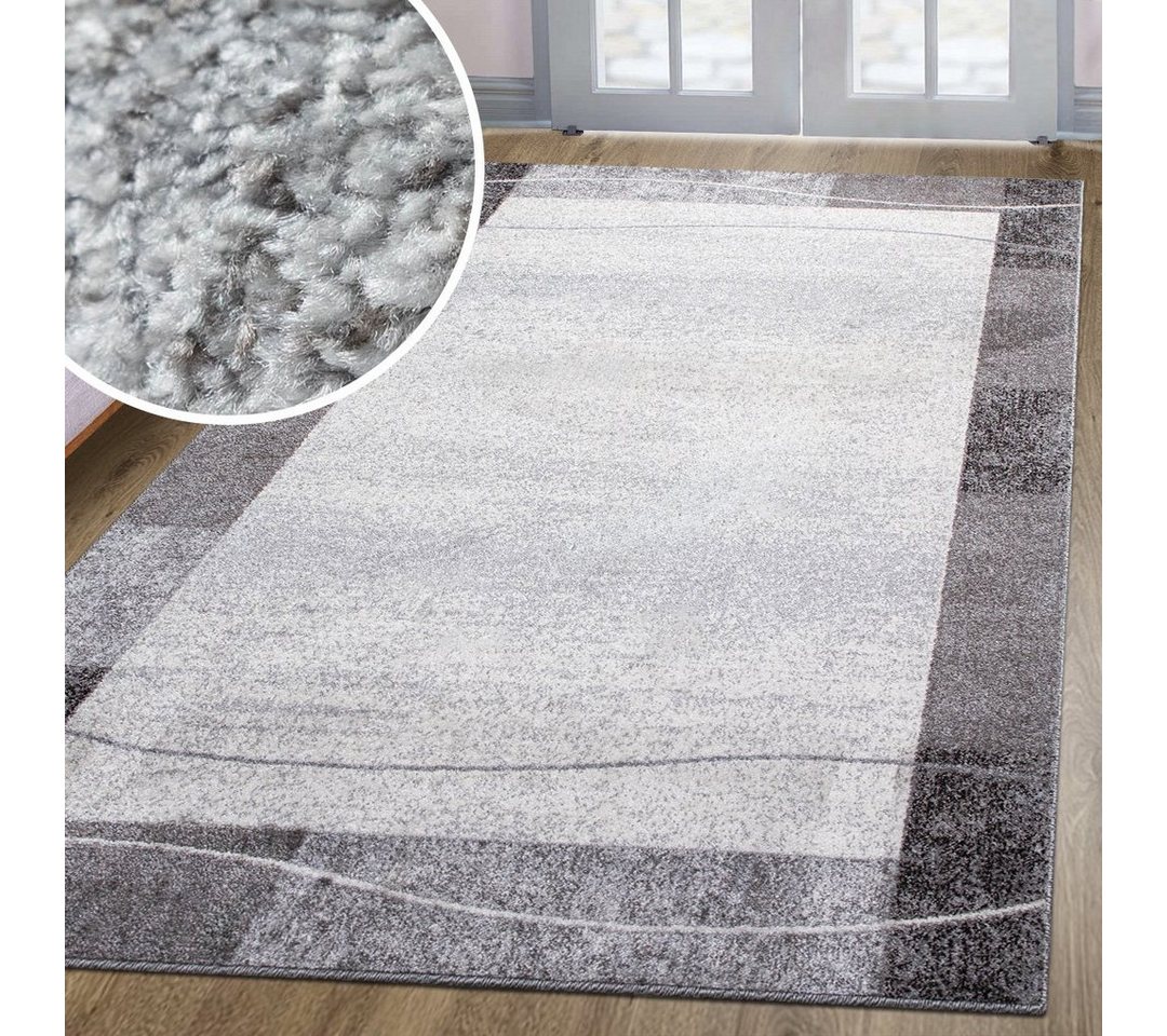 oKu-Tex Teppich Kurzflorteppich, modern, geometrisches Muster, Wohnzimmerteppich, rechteickig, Höhe: 11 mm, Teppich Wohnzimmer, Designteppich, meliert, weicher  – Bild 3 von 5
