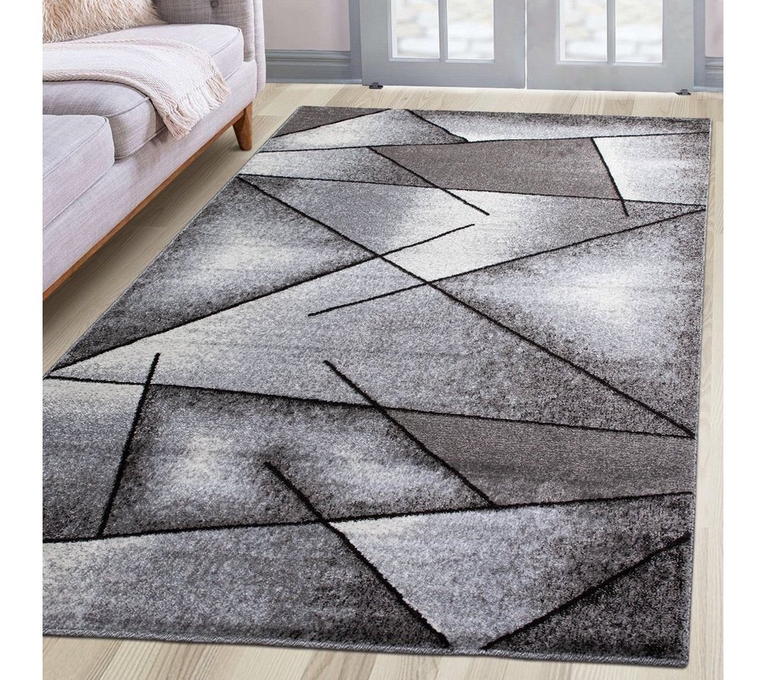 oKu-Tex Teppich Kurzflorteppich, modern, geometrisches Muster, Wohnzimmerteppich, rechteickig, Höhe: 11 mm, Teppich Wohnzimmer, Designteppich, meliert, weicher  – Bild 2 von 5