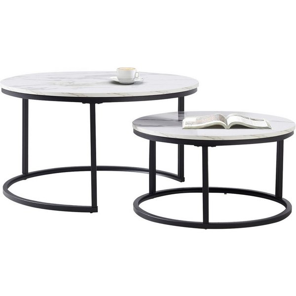 OKWISH Couchtisch 2-teiliges Couchtisch-Set (elegantem Design, 2-St., Stabiler Eisenrahmen & leicht zu reinigende MDF-Tischplatte), Ideal für Wohnzimmer & Büro,