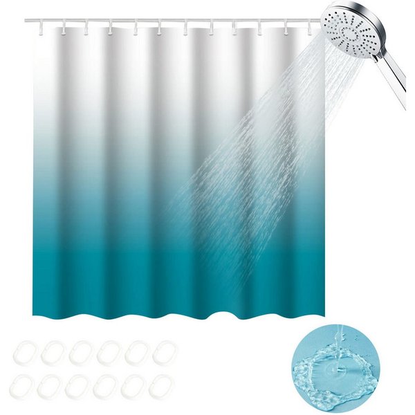 OKWISH Duschvorhang Badezimmer Vorhang Badewannenvorhang Dusche Textile Vorhänge Breite 180 cm (180x200 cm Wasserabweisend Anti-schimmel Waschbar 12 Duschvorhan