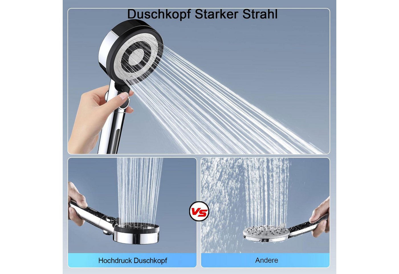 OKWISH Handbrause Duschkopf Sparduschkopf Regendusche Brausekopf Duschbrause, (nur Kopf ohne Schlauch, 1-tlg., Wassersparend Hochdruck Druckerhöhende), 5 Strahl – Bild 4 von 5