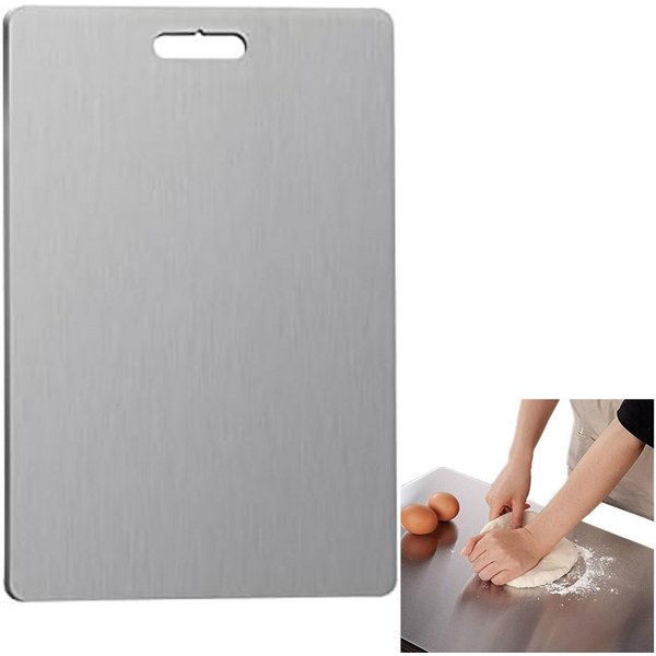OKWISH Schneidebrett Edelstahl Hackbrett doppelseitig Küchenbrett doppelseitig nutzbar, Edelstahl, (29 × 20 cm, 1-St., Hygienisch, kratzfest, aufhängbar zur Auf