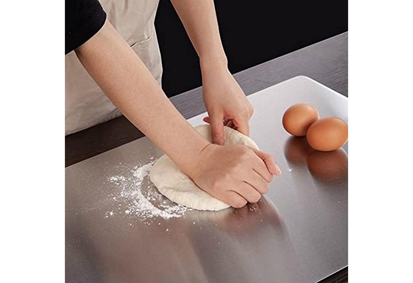 OKWISH Schneidebrett Edelstahl Hackbrett doppelseitig Küchenbrett doppelseitig nutzbar, Edelstahl, (29 × 20 cm, 1-St., Hygienisch, kratzfest, aufhängbar zur Auf – Bild 3 von 5