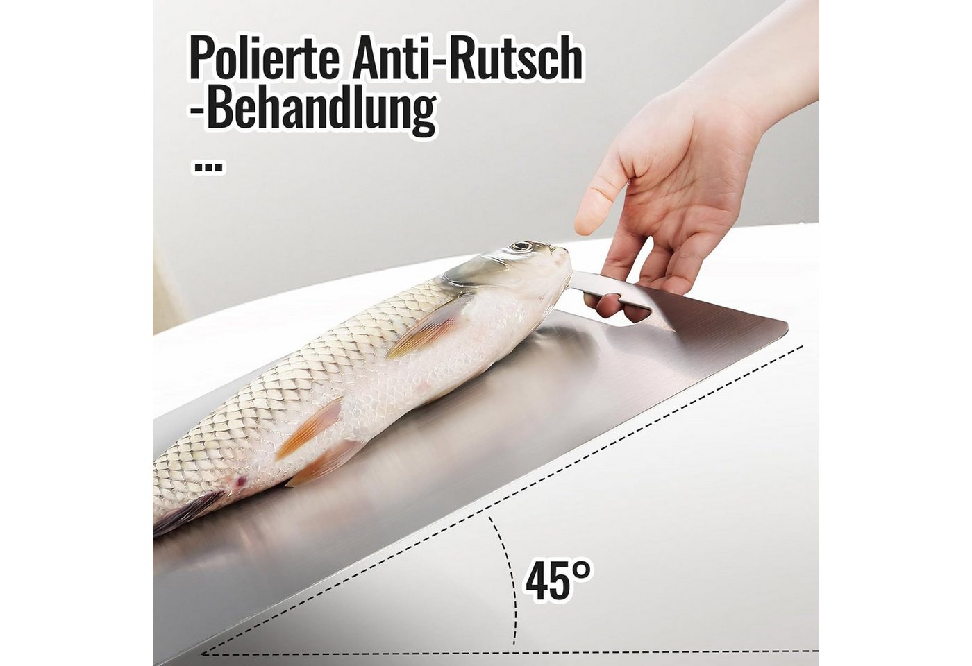 OKWISH Schneidebrett Edelstahl Hackbrett doppelseitig Küchenbrett doppelseitig nutzbar, Edelstahl, (29 × 20 cm, 1-St., Hygienisch, kratzfest, aufhängbar zur Auf – Bild 5 von 5