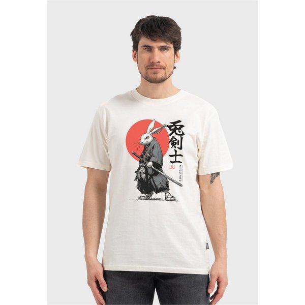 Oldskull T-Shirt Asian Samurai Rabbit Graphic mit großem Fotodruck