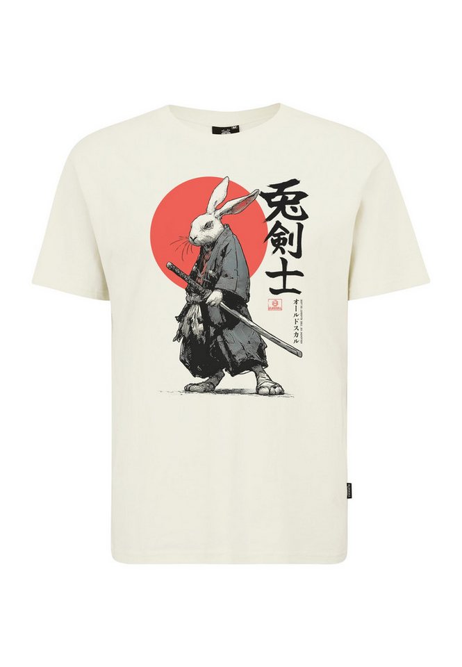 Oldskull T-Shirt Asian Samurai Rabbit Graphic mit großem Fotodruck – Bild 3 von 5