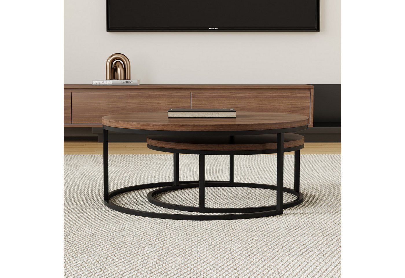 oleyluckidea Couchtisch 90°drehbar Kaffeetisch,2-in-1 Umklappbare wohnzimmertisch Sofatisch (1 Tisch), Breite des Couchtisches: 123 cm, Breite des Schreibtische – Bild 3 von 5