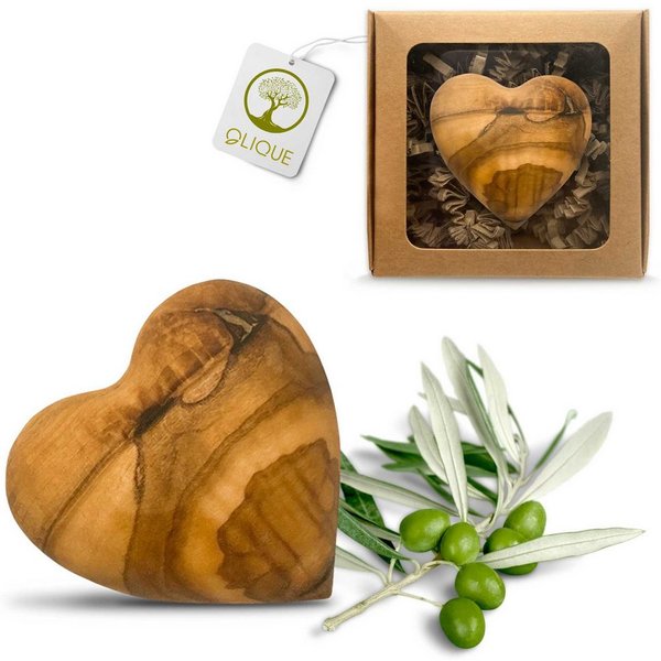 OLIQUE Engelfigur Handgemachter Handschmeichler aus Olivenholz - als Geschenk zur Geburt