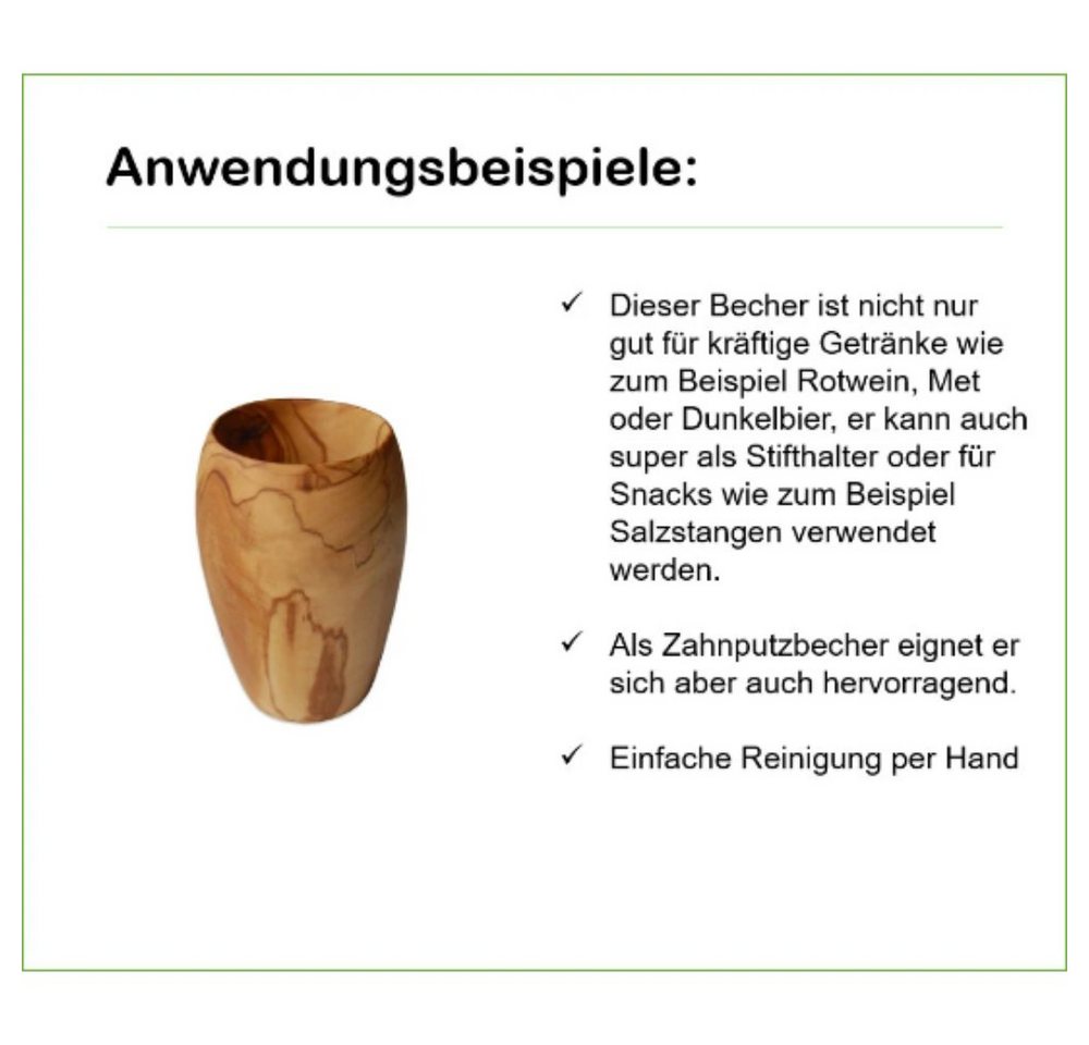 Olivenholz-erleben Becher klein, bauchig aus Olivenholz, 1-tlg., Olivenholz, Ein hochwertiger Alltagsbegleiter – praktisch, schön, immer ein Unikat – Bild 4 von 5