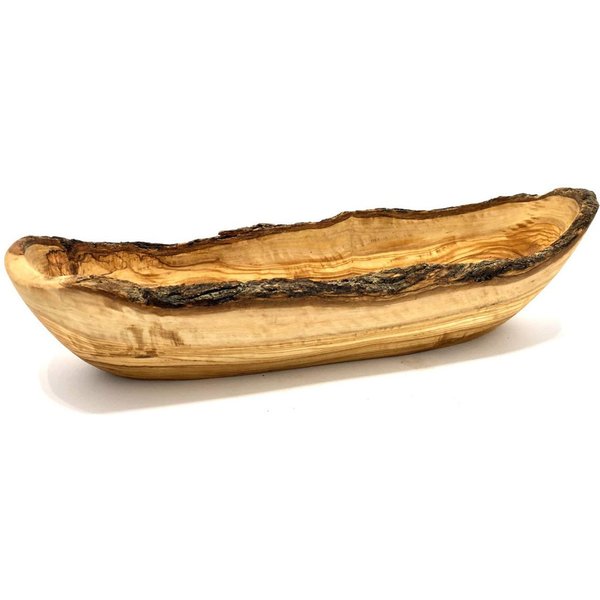 Olivenholz-erleben Brotschale rustikal aus edlem naturbelassenem Olivenholz, Massivholz, (1-tlg), Einzigartige Maserung, naturgewachsene Schale, ideal für Bague