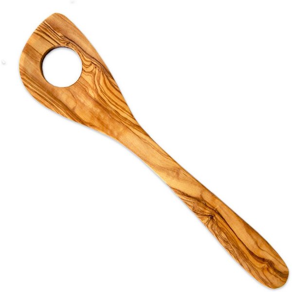 Olivenholz-erleben Kochlöffel Risottolöffel aus Olivenholz – Länge ca. 30 cm, robust & stilvoll, Ecke erreicht Topfränder mühelos – ideal zum Rühren & Schaben