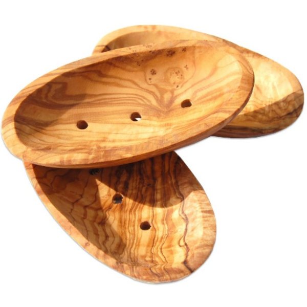 Olivenholz-erleben Seifenschale oval, kleine Seifenablage, Länge ca. 13 cm mit Rille auf der Rückseite, Breite: 13 cm, 1-St., Natürlich schön – ein Blickfang mi