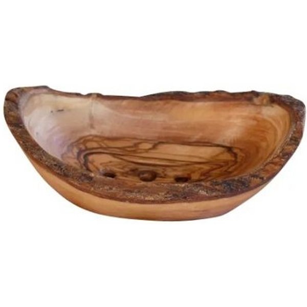 Olivenholz-erleben Seifenschale oval rustikal MITTEL mit Rille, aus Olivenholz, Breite: 12 cm, aus feuchtigkeitsresistentem Olivenholz, 1-St., Natürlich schön –